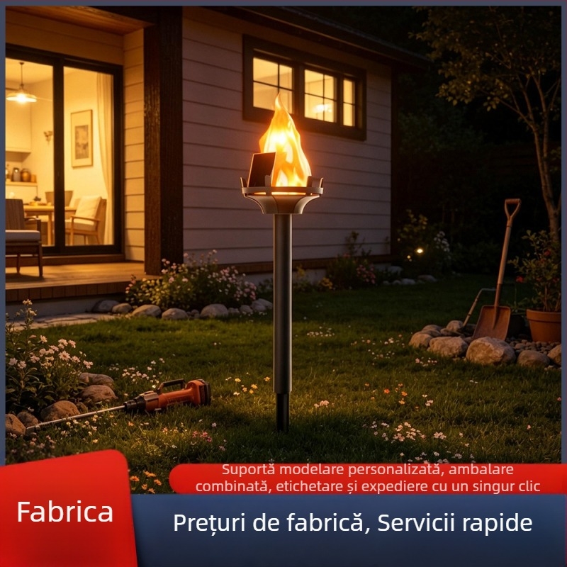 Lampă solară pentru exterior, grădină, gazon, cu flacără simulată LED, iluminare ambientală pentru grădină, lampă decorativă pentru alei rezistentă la ploaie