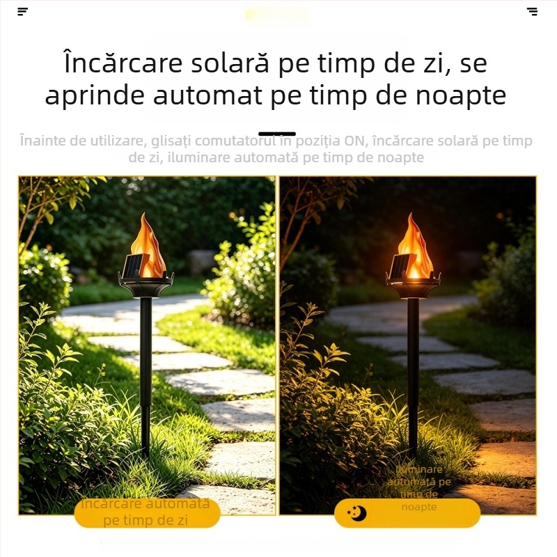 Lampă solară pentru exterior, grădină, gazon, cu flacără simulată LED, iluminare ambientală pentru grădină, lampă decorativă pentru alei rezistentă la ploaie
