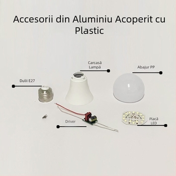 Kit de piese pentru bec LED cu bază E27, carcasă din aluminiu și carcasă din plastic