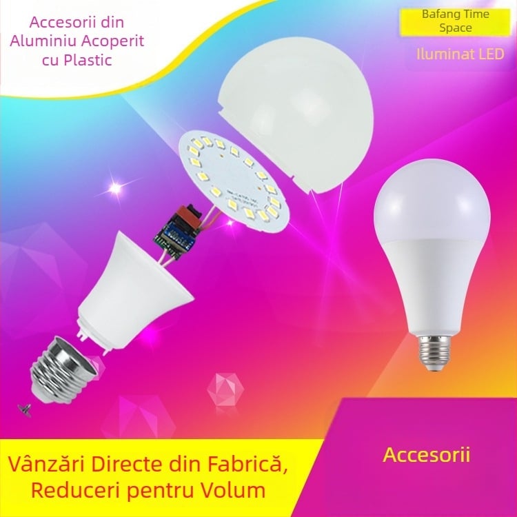 Kit de piese pentru bec LED cu bază E27, carcasă din aluminiu și carcasă din plastic