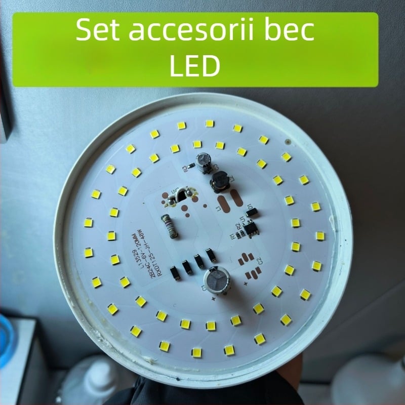Componente LED pentru bec cu bază filetată E27, carcasă a becului, fără sudură, kit SKD pentru montaj sursă de lumină, driver din aluminiu și set accesorii