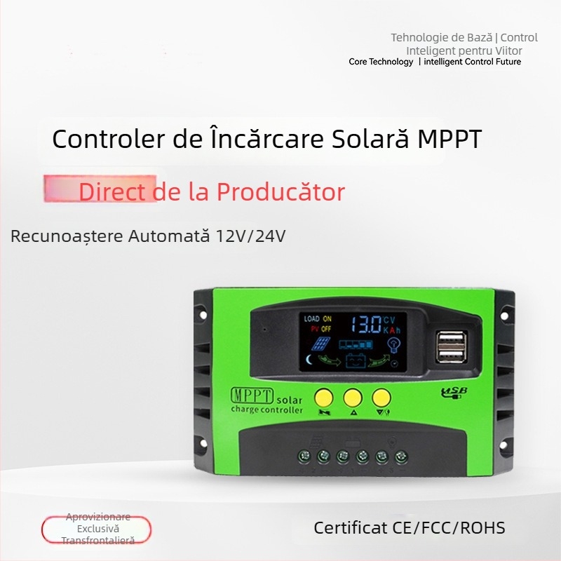 Controler MPPT pentru 12/24V, iluminare stradală universală și sistem fotovoltaic inteligent