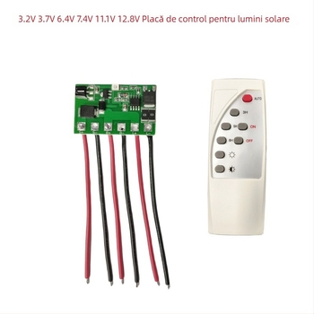 Placă de control pentru lampă solară de stradă cu telecomandă, tensiuni multiple 6.4V–12V, iluminare de durată
