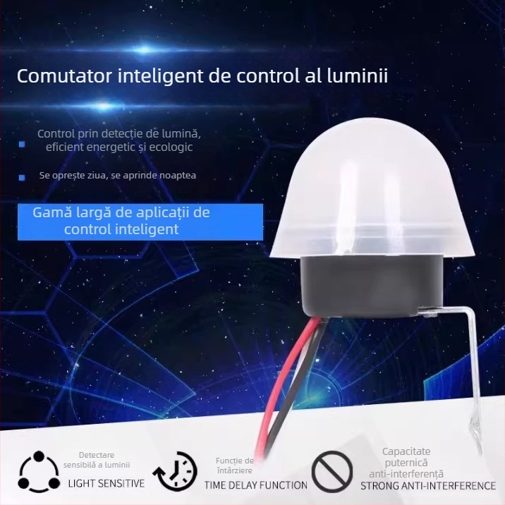 AS-20 întrerupător inteligent de control al luminii pentru iluminat stradal rezistent la ploaie, senzor de lumină, alimentare solară externă
