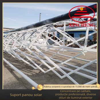 Suport din oțel galvanizat la cald pentru panouri fotovoltaice, cu clemă inelară și braț de ridicare pentru stâlpi de iluminat stradal și montaj pe perete