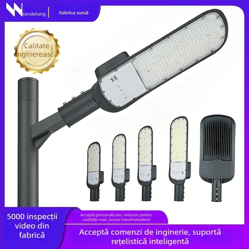 Cap LED de stradal 100W IP66, exterior, iluminare integrată pentru grădină și curte
