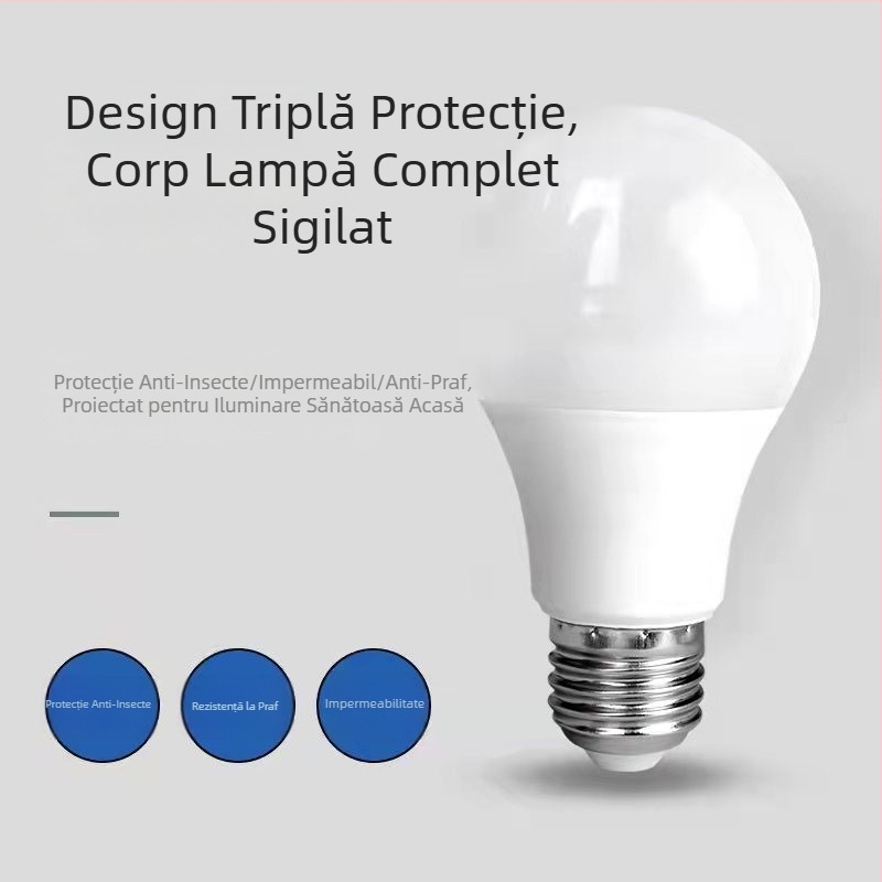Bec LED cu corp din aluminiu placat cu plastic, bază E27/B22, pentru uz interior