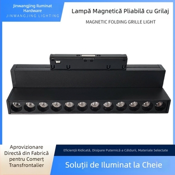Downlight de suprafață cu grilaj ultra-subțire și șină magnetică încorporată pentru living – 41–50W, 3000K alb cald