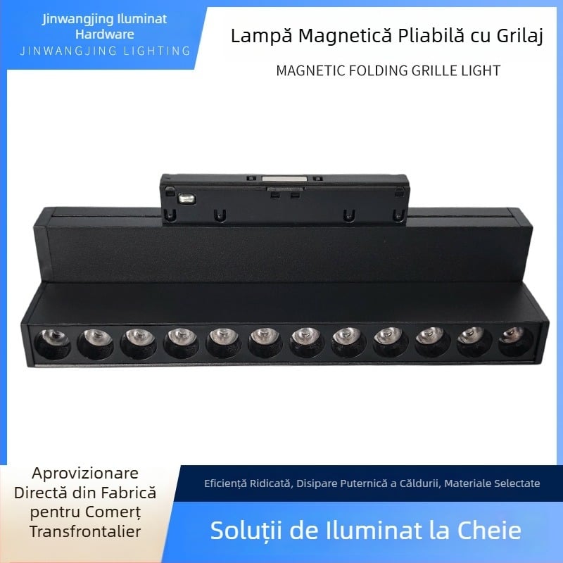 Downlight de suprafață cu grilaj ultra-subțire și șină magnetică încorporată pentru living – 41–50W, 3000K alb cald