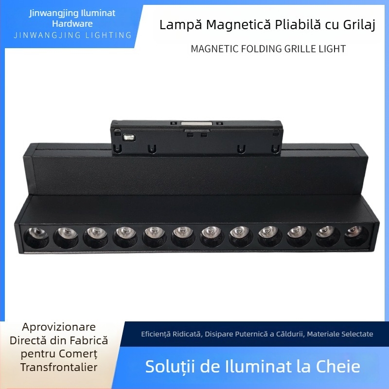 Downlight de suprafață cu grilaj ultra-subțire și șină magnetică încorporată pentru living – 41–50W, 3000K alb cald