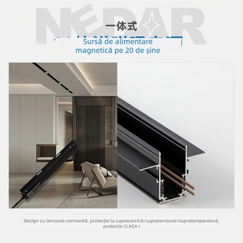 Sursă magnetică certificat U, 20 canale, 48V tensiune constantă pentru iluminare pe șine, bandă ultrauțină, fără lampă principală