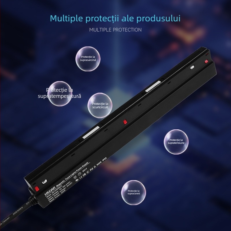 Sursă magnetică certificat U, 20 canale, 48V tensiune constantă pentru iluminare pe șine, bandă ultrauțină, fără lampă principală