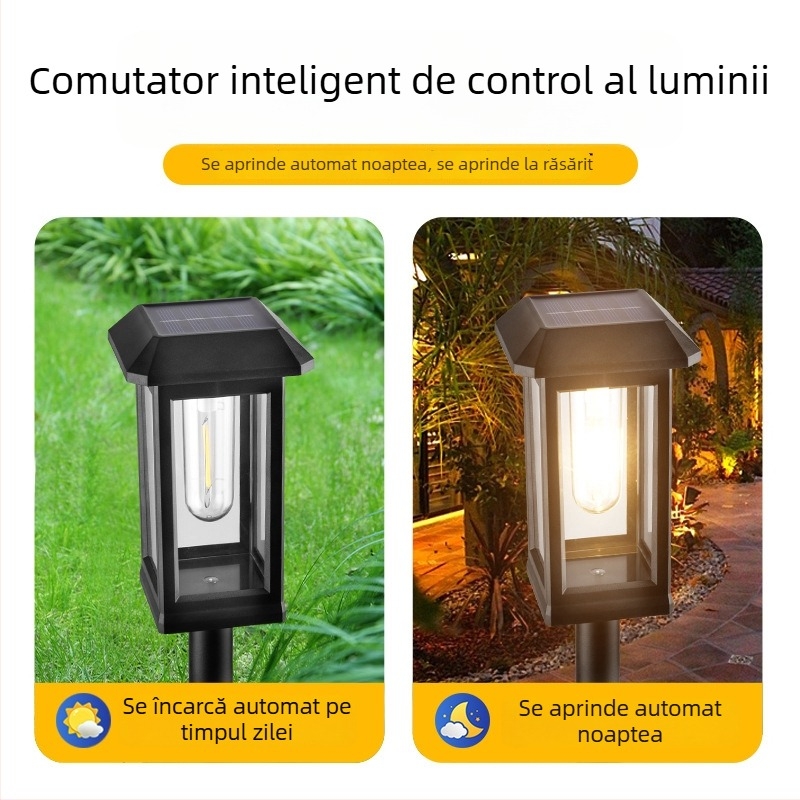 Lampă exterioară impermeabilă pentru grădină și curte, filament wolfram, iluminare ambientală solară