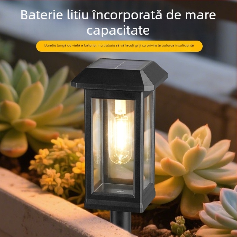 Lampă exterioară impermeabilă pentru grădină și curte, filament wolfram, iluminare ambientală solară