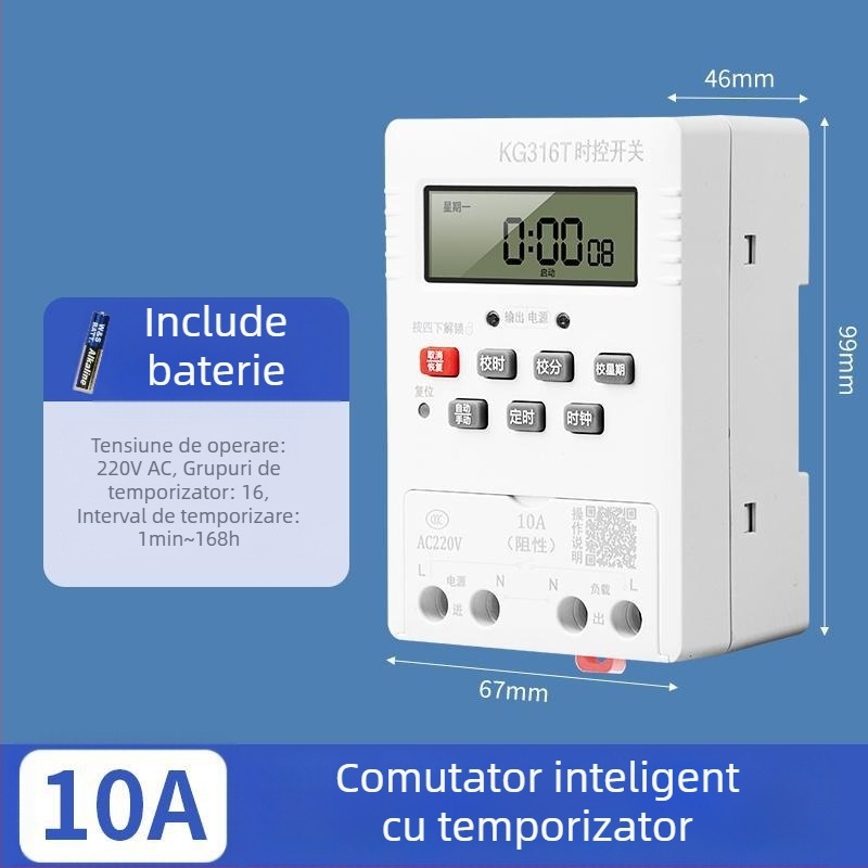 Controlor de timp 220V cu microcomputer pentru pompă de apă, iluminat stradal inteligent și display publicitar pentru fațada magazinului