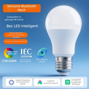 Lampa LED inteligentă cu bază E27, versiune Bluetooth Mesh, utilizare casnică, control de la distanță prin telefon și control vocal