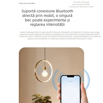 Lampa LED inteligentă cu bază E27, versiune Bluetooth Mesh, utilizare casnică, control de la distanță prin telefon și control vocal