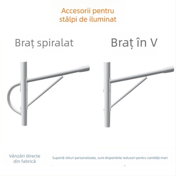 Suport pentru panou solar pentru stâlp de iluminat, cu braț în formă de A și braț concha; accesoriu pentru stâlp exterior pentru monitorizare inginerească