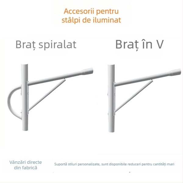 Suport pentru panou solar pentru stâlp de iluminat, cu braț în formă de A și braț concha; accesoriu pentru stâlp exterior pentru monitorizare inginerească