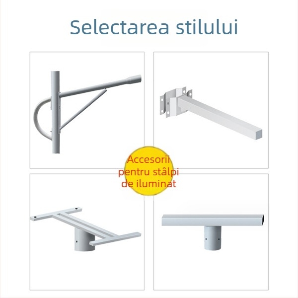 Suport pentru panou solar pentru stâlp de iluminat, cu braț în formă de A și braț concha; accesoriu pentru stâlp exterior pentru monitorizare inginerească