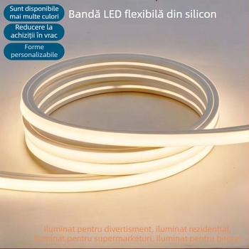 Bandă LED din silicon, cu iluminare liniară încorporată pentru decor, husă flexibilă din silicon, rezistentă la apă, 24V, luminozitate ridicată