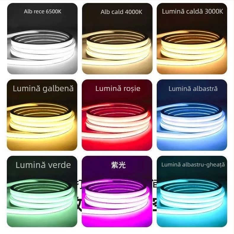 Bandă LED din silicon, cu iluminare liniară încorporată pentru decor, husă flexibilă din silicon, rezistentă la apă, 24V, luminozitate ridicată
