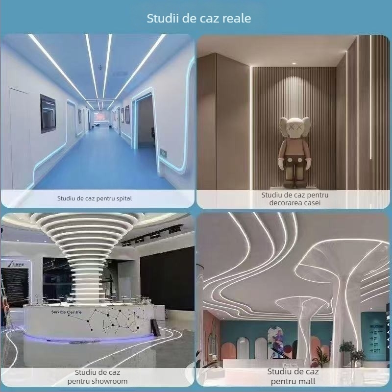Bandă LED din silicon, cu iluminare liniară încorporată pentru decor, husă flexibilă din silicon, rezistentă la apă, 24V, luminozitate ridicată