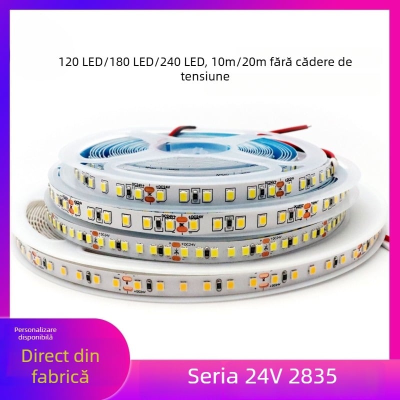 Bandă LED autoadezivă de 12V, iluminare liniară ambientală pentru plafon, 24V tensiune redusă, 2835 SMD