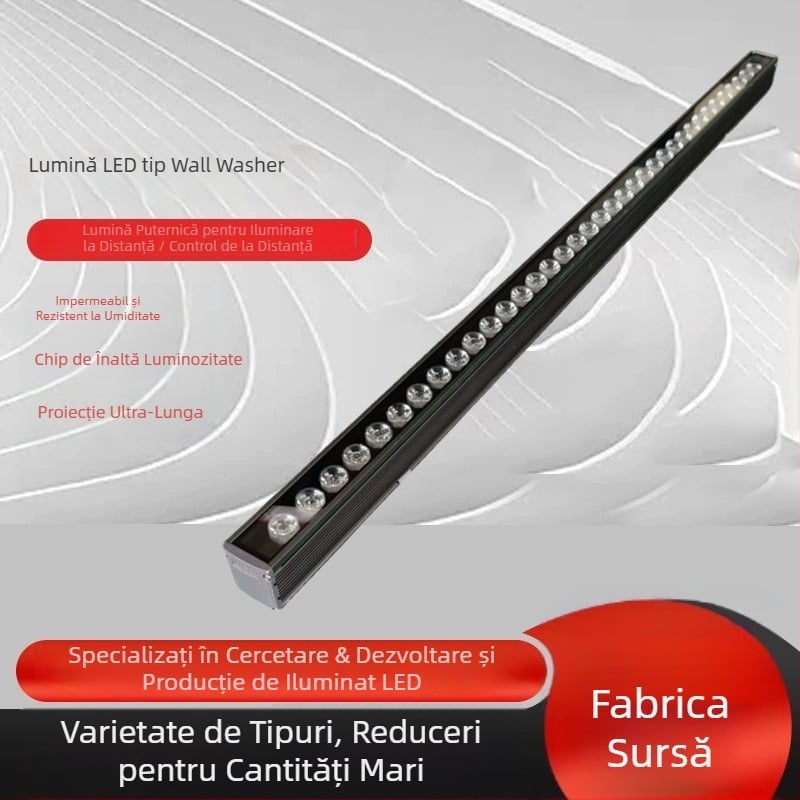 LED wall washer rezistent la apă pentru exterior, iluminare de contur multicolor, 1000 mm, carcasă din aluminiu, fascicul de 30°