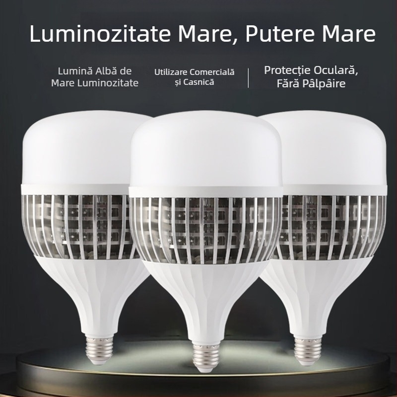 Lampa LED din aluminiu, cu lamele de disipare, putere mare, bază E27, economisire de energie, iluminat industrial pentru fabrică/depozit