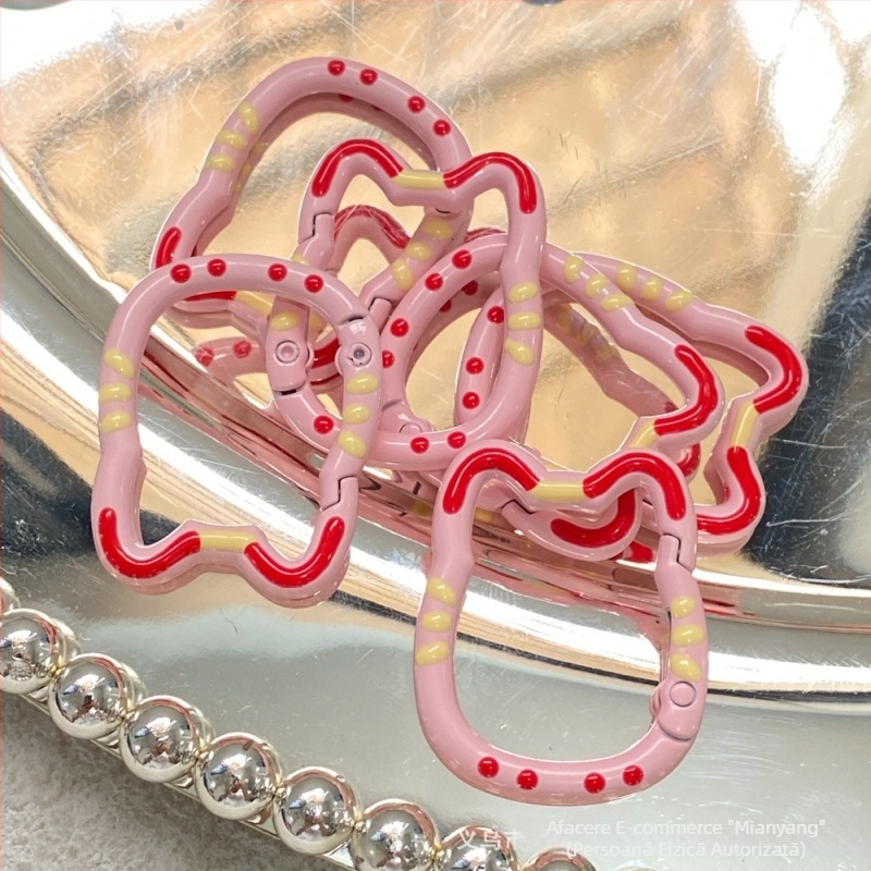 BRELOC cu pisică pictată manual, inel deschis cu arc, lanț DIY pentru telefon cu mărgele, bijuterii din aliaj