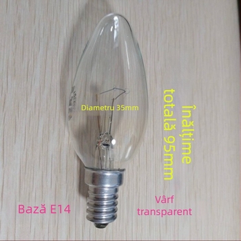 Bec E14, în formă de lumânare, mic, lumină galbenă caldă, 15W/25W/40W/60W, fără reglare, corp din aliaj de aluminiu, lustra de cristal pentru casă