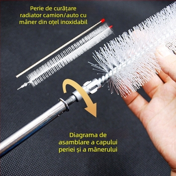 Perie de curățare a radiatorului auto cu mâner lung, fără demontare, potrivită pentru camioane mari și mici, îndepărtarea prafului