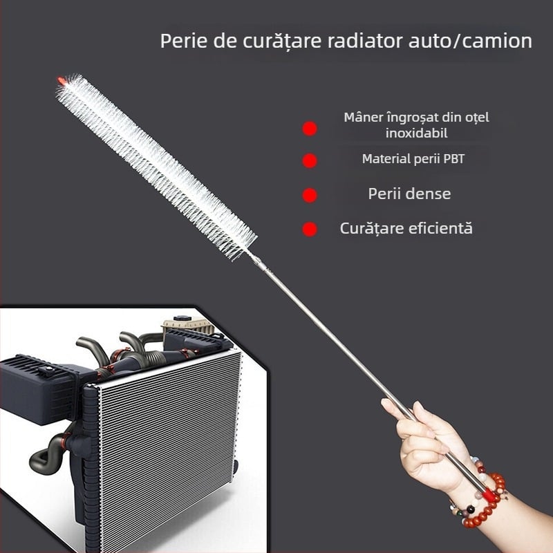 Perie de curățare a radiatorului auto cu mâner lung, fără demontare, potrivită pentru camioane mari și mici, îndepărtarea prafului