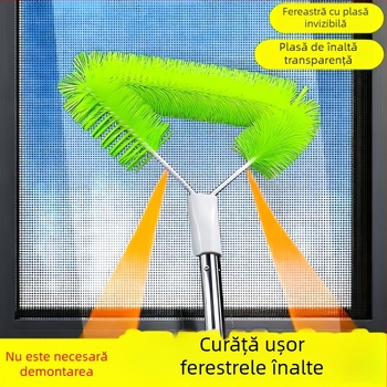 Perie de curățare pentru plasă de ferestre cu plasă diamantată – fără demontare, unealtă de curățare pentru ferestre, totul într-unul