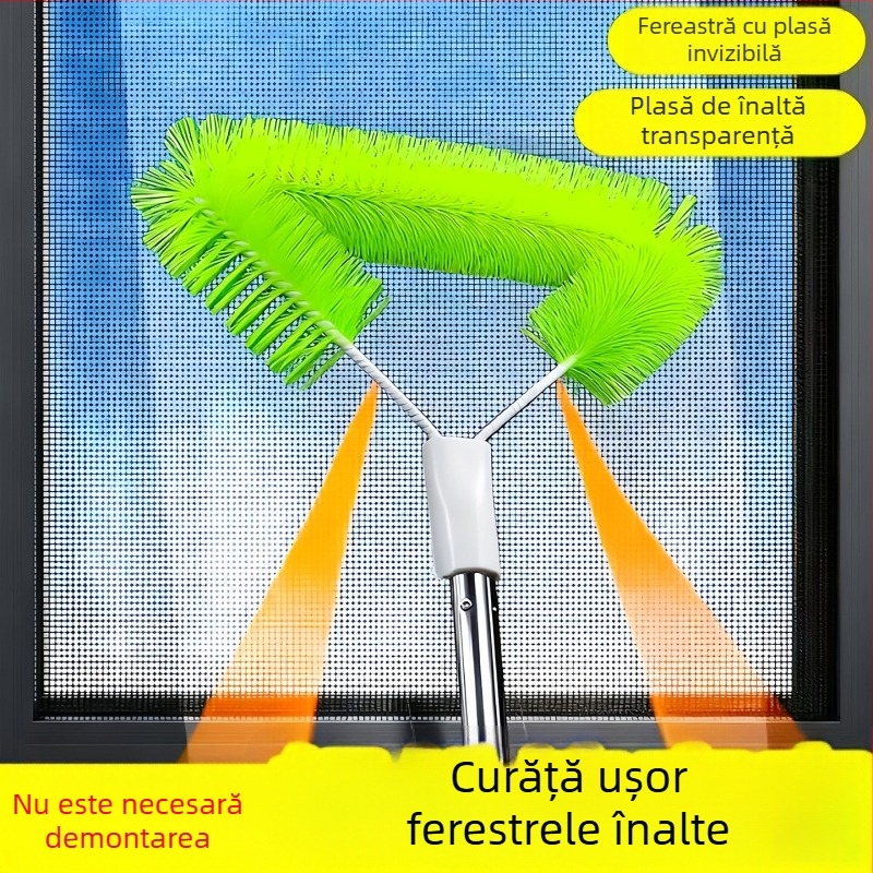 Perie de curățare pentru plasă de ferestre cu plasă diamantată – fără demontare, unealtă de curățare pentru ferestre, totul într-unul