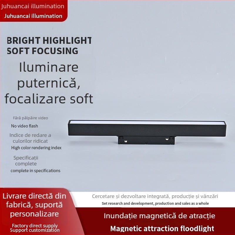 Lampa magnetică cu bandă, încastrată, spoturi LED liniare, fără ramă, pentru living și dormitor