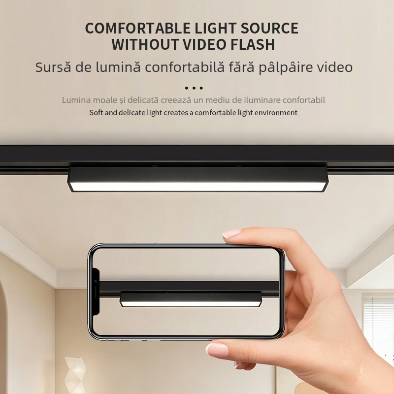 Lampa magnetică cu bandă, încastrată, spoturi LED liniare, fără ramă, pentru living și dormitor