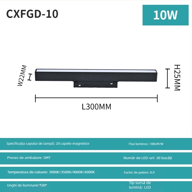 Lampa magnetică cu bandă, încastrată, spoturi LED liniare, fără ramă, pentru living și dormitor