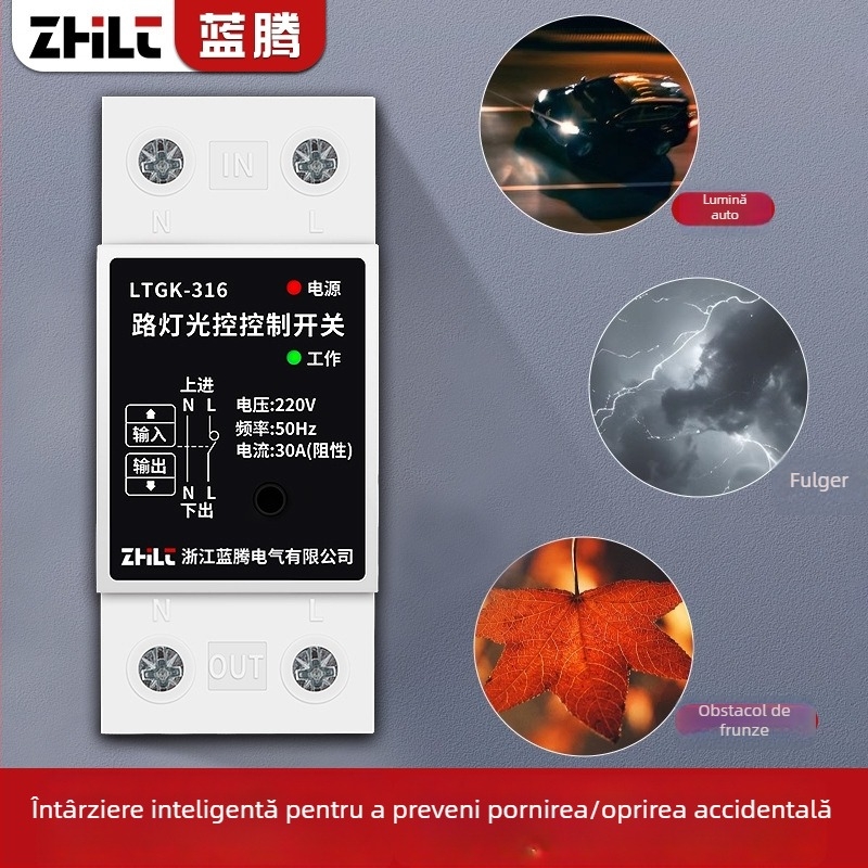 Comutator de control pentru iluminatul stradal cu senzor de lumină inteligent, controler microcomputer 220V