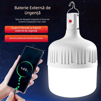 Lampă LED reîncărcabilă cu baterie încorporată, bază E14, 600 lm, fascicul de 170°, IP42, rezistentă la apă pentru exterior, iluminare de urgență, economie de energie, potrivită pentru expoziții
