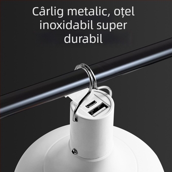 Lampă LED reîncărcabilă cu baterie încorporată, bază E14, 600 lm, fascicul de 170°, IP42, rezistentă la apă pentru exterior, iluminare de urgență, economie de energie, potrivită pentru expoziții