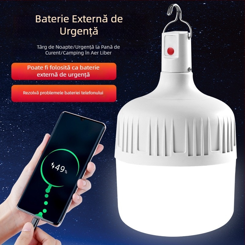 Lampă LED reîncărcabilă cu baterie încorporată, bază E14, 600 lm, fascicul de 170°, IP42, rezistentă la apă pentru exterior, iluminare de urgență, economie de energie, potrivită pentru expoziții