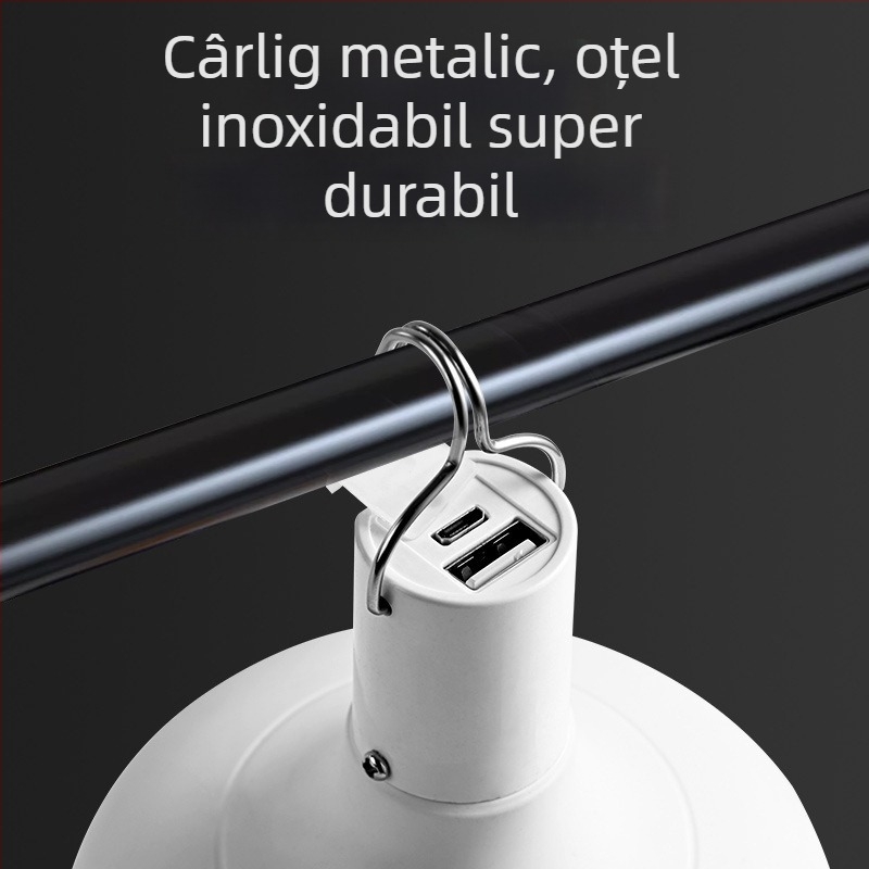 Lampă LED reîncărcabilă cu baterie încorporată, bază E14, 600 lm, fascicul de 170°, IP42, rezistentă la apă pentru exterior, iluminare de urgență, economie de energie, potrivită pentru expoziții