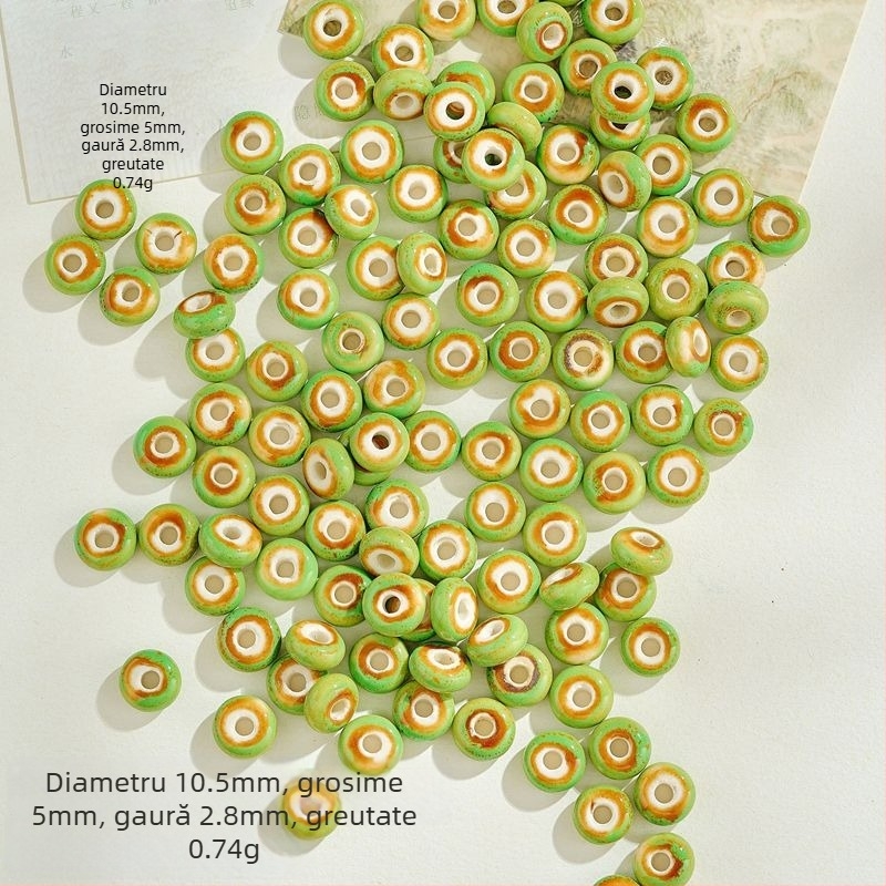 Mărgele ceramice, pastilă, cu orificii drepte pentru bijuterii DIY, mărgele pentru brățări