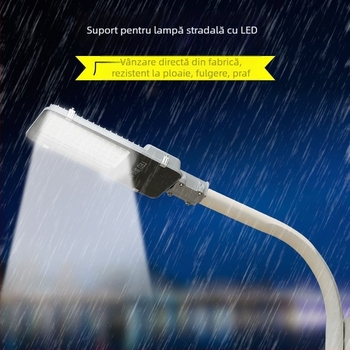 Stâlp solar pentru iluminat stradal, cu braț de montaj și clemă de perete, țeavă din oțel galvanizat, model FJN080, 495×215×60 mm, LED 30W, 220V