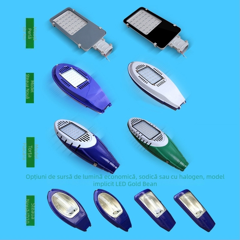 Stâlp solar pentru iluminat stradal, cu braț de montaj și clemă de perete, țeavă din oțel galvanizat, model FJN080, 495×215×60 mm, LED 30W, 220V