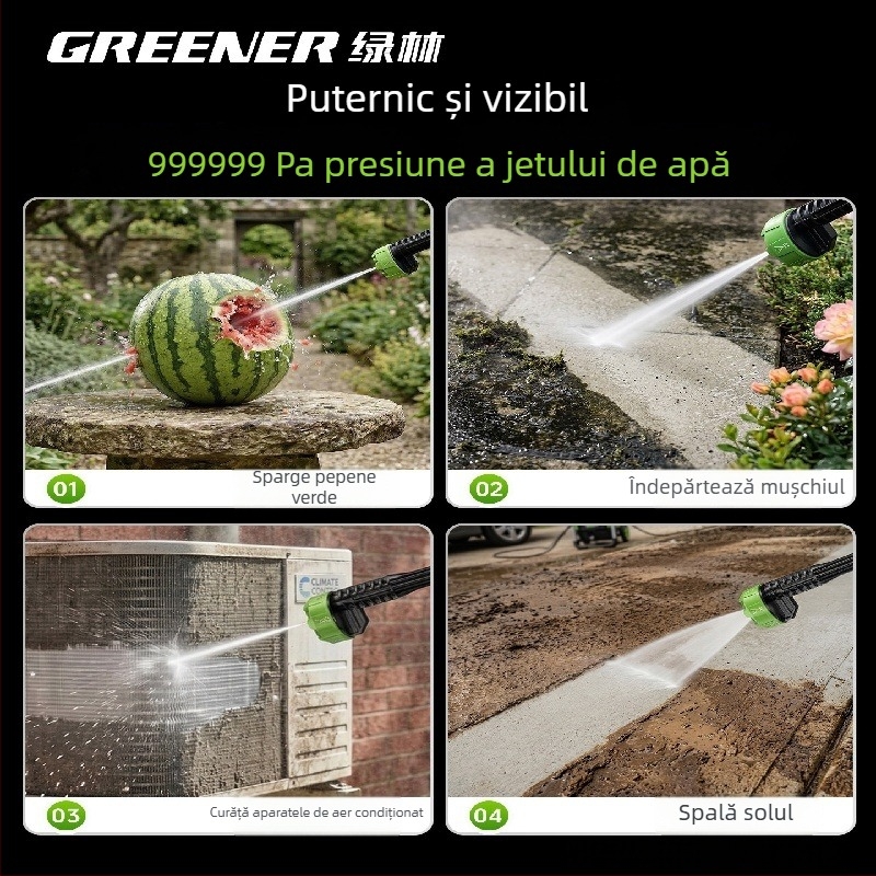 Spălare cu presiune fără fir pentru uz casnic — pistol de spălat auto portabil și unealtă de curățare pentru grădină, curățare puternică