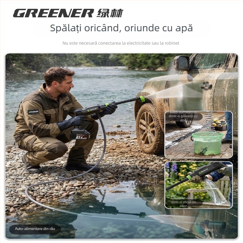 Spălare cu presiune fără fir pentru uz casnic — pistol de spălat auto portabil și unealtă de curățare pentru grădină, curățare puternică