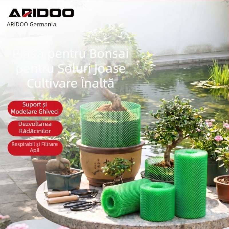 Plasă verde pentru bonsai, din polipropilenă îngroșată, respirabilă, drenaj, etanș la scurgeri de sol, poate fi tăiată, pentru dezvoltarea rădăcinilor